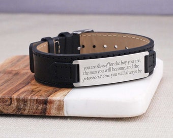 Confirmation Gift For Him, You are Loved Leather Bracelet, Religious Gift, Personalized Bracelet for Son, Gift For Son, Bar Mitzvah Gift