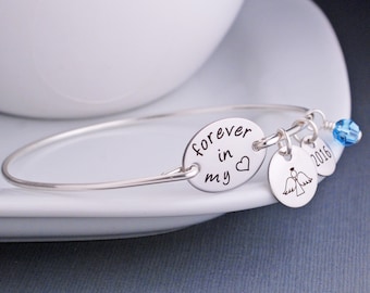 Joyería conmemorativa, Siempre en mi corazón, Pulsera de recuerdo, Joyería conmemorativa personalizada, Joyería de ángel, Regalo de Navidad