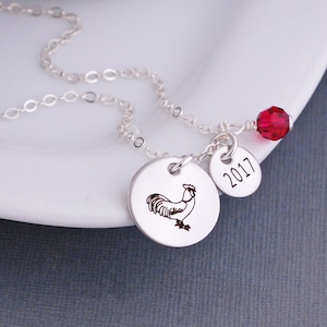 Rooster Necklace, Chinese Zodiac Year of the Rooster Jewelry, Spirit Animal, Year Of The Calendar, Farm Animals, Animal Jewelry