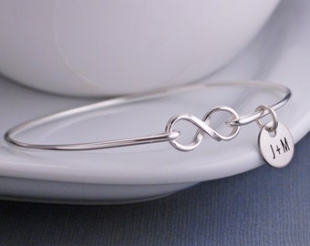 Mother's Day Gift for Mom, Personalized Infinity Bangle Bracelet, Anniversary Gift for Wife Jewelry Wife Gift from Husband