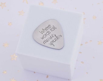 Personalized Guitar Pick, Where Words Fail Music Speaks Guitar Picks, Birthday Gift for Musician, Guitarist