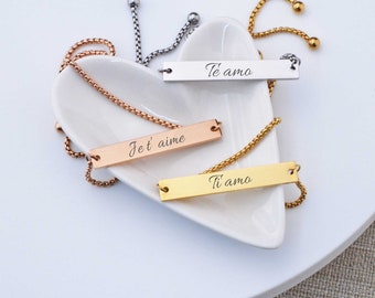 Te Amo Adjustable Bracelet, Foreign Language I Love You Gift, Anniversary Gift, Bar Bracelet, Je T' Aime