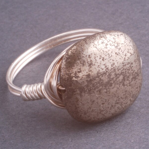 Sterling Silver Wire Wrapped Pyrite Ring