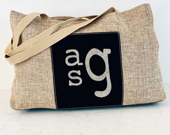 Personalized Monogram Burlap Tote Bag, Tote Bag Gift, Personalized Bag, Monogram Bag, Gift For Her, Personalized Tote, Birthday Gift for Her