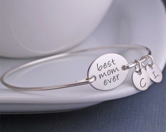 Personalized Gift for Mom, Best Mom Ever Bracelet, Silver Best Mom Jewelry Gift, Mother's Day Gift, Birthday Gift for Mom Rose Gold