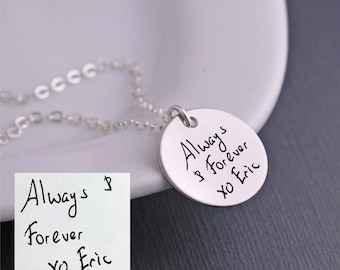 Handwritten Necklace, Silver Handwritten Jewelry, Personalized Wedding Gift for Wife, YOUR OWN HANDWRITING, Anniversary Gift