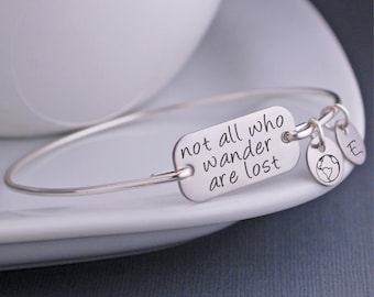 Not All Who Wander Are Lost Bracelet, Personalized Jewelry Gift, Inspirational Jewelry, Graduation Gift