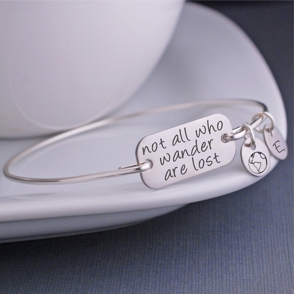 Not All Who Wander Are Lost Bracelet, Personalized Jewelry Gift, Inspirational Jewelry, Graduation Gift, Christmas Gift