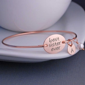 Best Sister Ever Bracelet, Silver or Rose Gold Bracelet, Maid of Honor Jewelry, BFF Sister Gift, Sister from Another Mister