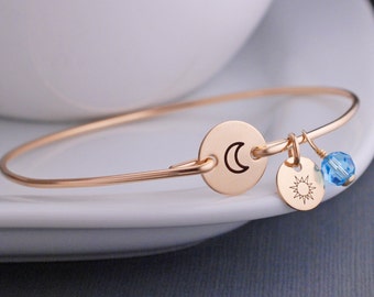 Moon Bracelet, Moon Jewelry, Bangle Bracelet, Personalized Jewelry