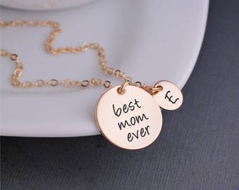 Personalized Mother's Day Gift, Gold Best Mom Ever Necklace, Mother's Charm Necklace, Mom Jewelry