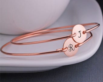 Set of FOUR Personalized Bangle Bracelets, Initial Bracelets, Children Initial Jewelry, Kids Initials for Mother's Day, Mom Gift