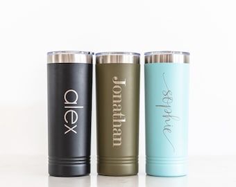 Insulated Skinny Tumbler Personalized with Name, 22 oz. Custom Engraved Tumbler, Skinny Tumbler Gift For Her, Personalized Drinkware