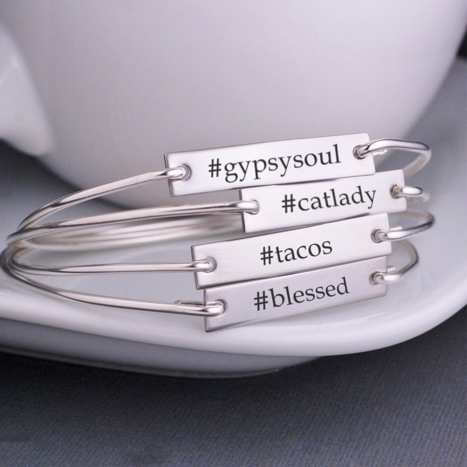 Custom Hashtag Bangle Bracelets Hashtag Jewelry Fun Custom Etsy