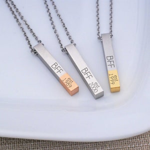 Best Friend Birthday, Personalized Necklace Custom Bar Necklace, Best Friends Jewelry, Personalized Best Friend Jewelry, Bestie Necklace
