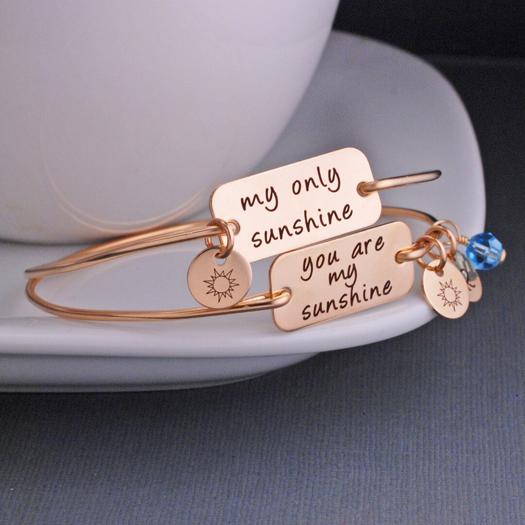 You Are My Sunshine Bracelet Set, Personalized Mother Daughter Set, My Only Sunshine Christmas ...