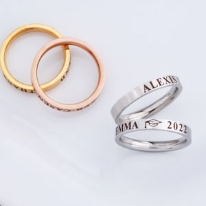 Class Ring, Graduation Gift, Name Ring for Her Graduation, Class of 2024, Graduation Gift for Her with Name and Class Year