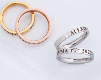 Class Ring, Graduation Gift, Name Ring for Her Graduation, Class of 2024, Graduation Gift for Her with Name and Class Year