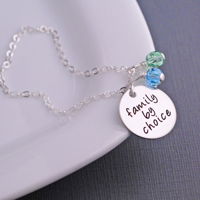 Family By Choice Necklace, Personalized Mother's Day Adoption Jewelry, Silver Adoption Gift, New Baby Gift image 1
