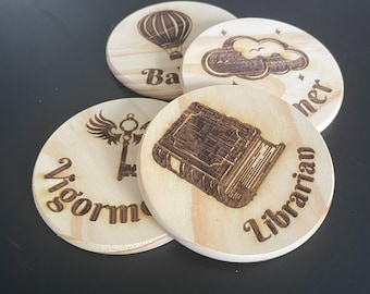 Blood on the Clocktower inspired character token wooden coasters (Pack of 4)