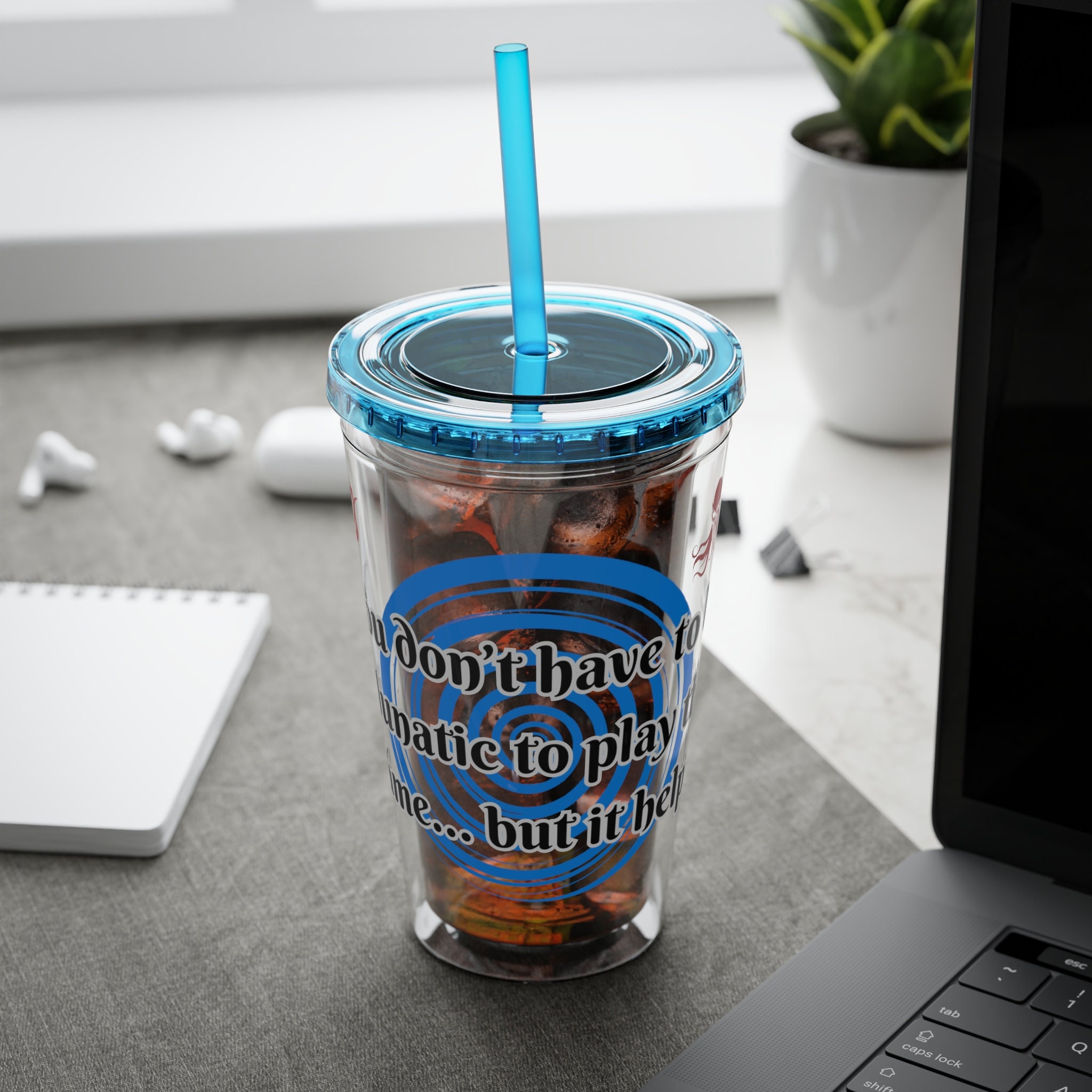 Blood on the Clocktower inspired Lunatic Sunsplash Tumbler with Straw, 16oz