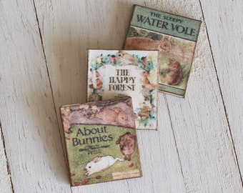 Dolls House Miniature Animal Books Trio