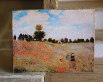 Dolls house miniature Monet poppy field oil painting 12th scale