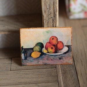Puppenhaus Miniatur Impressionist Stillleben Obst Cezanne Ölgemälde