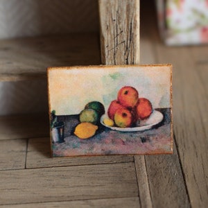 Maison de poupées miniature impressionniste nature morte fruits Cézanne peinture à l'huile image 1