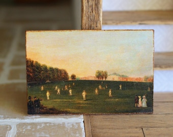 Dolls house miniature Cricket oil painting 12th scale