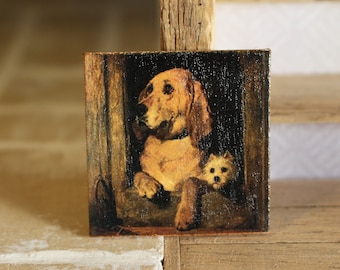 Dolls house miniature Impressionist dog oil painting 12th scale