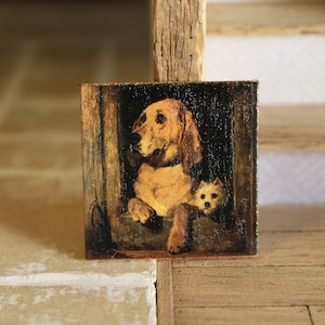 Dolls house miniature Impressionist dog oil painting 12th scale image 1