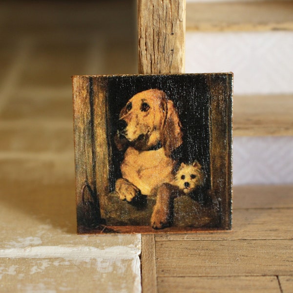 Dolls house miniature Impressionist dog oil painting 12th scale