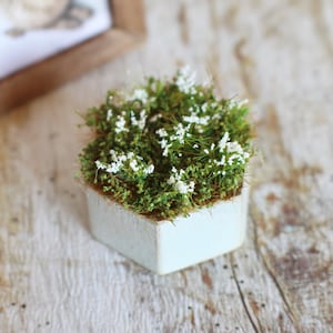 Casa delle bambole in miniatura vaso blu con fiori bianchi