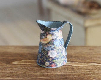 Dolls house miniature William Morris print blue pitcher jug 12th scale