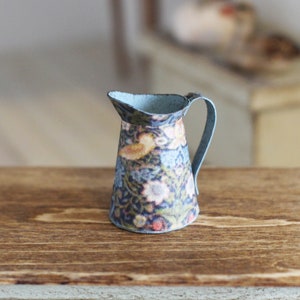 Dolls house miniature William Morris print blue pitcher jug 12th scale