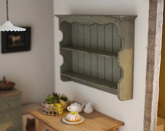 Dolls house Miniature green shelving unit 12th scale