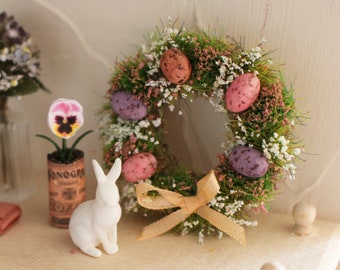 Dolls House Miniature Spring Easter egg wreath 12th scale 1:12