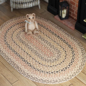 Dolls House braided rug in pink grey tone 12th scale image 1