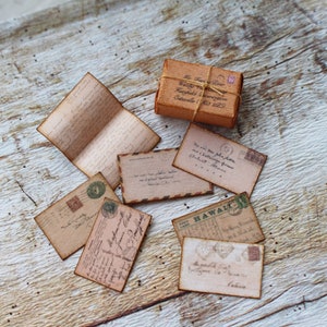 Juego de letras vintage en miniatura para casa de muñecas, estilo shabby chic, escala 1:12