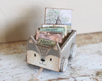 Dolls House Miniature Fox Book Cart