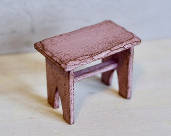 Dolls House Miniature Pink Stool