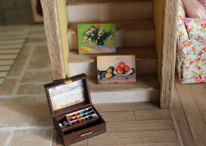 Maison de poupées miniature impressionniste nature morte fruits Cézanne peinture à l'huile image 4
