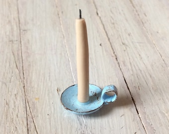 Dolls House Miniature Blue Candlestick