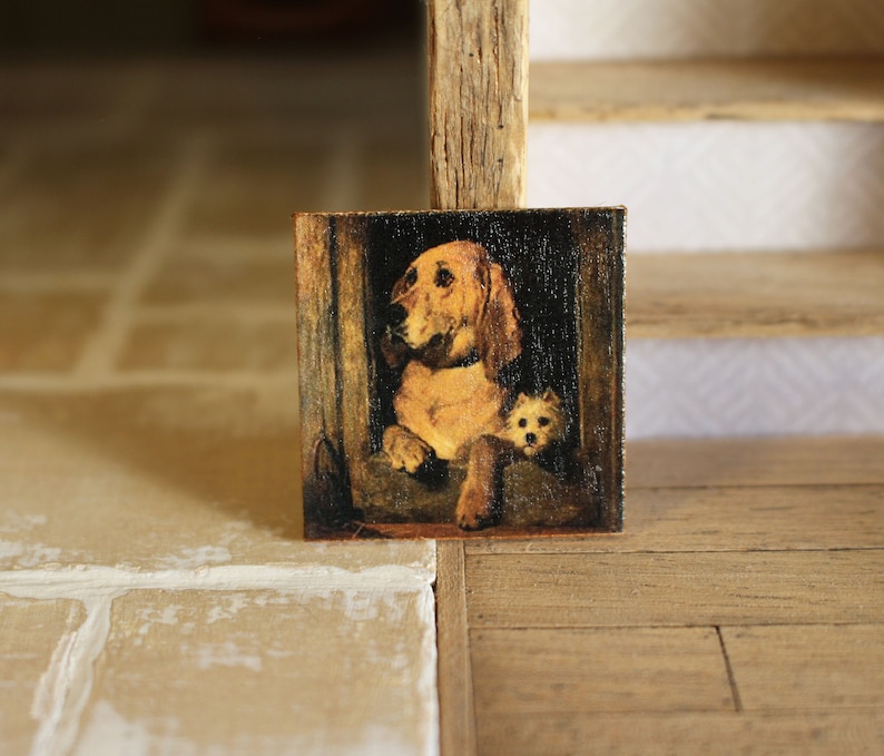 Dolls house miniature Impressionist dog oil painting 12th scale image 1