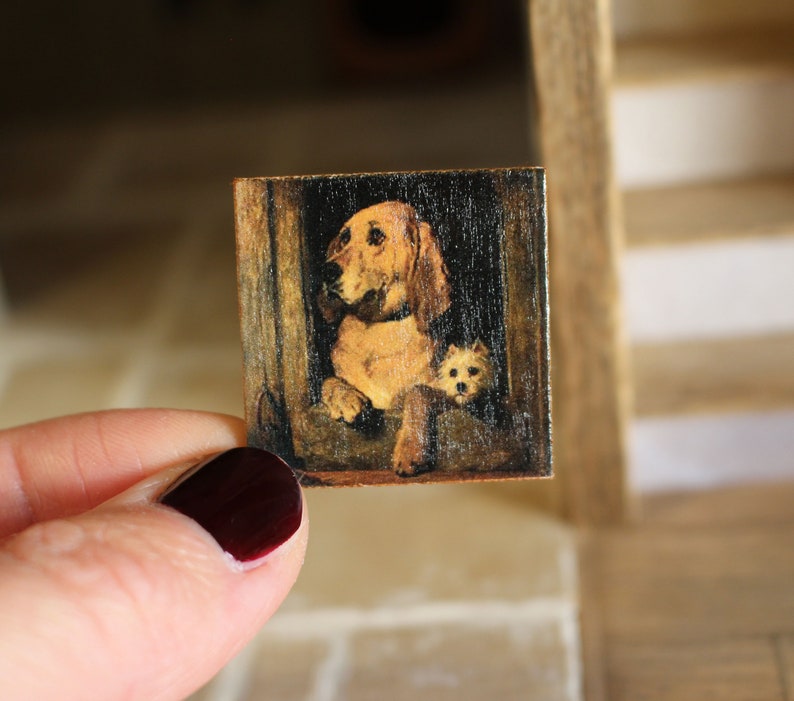 Dolls house miniature Impressionist dog oil painting 12th scale image 2