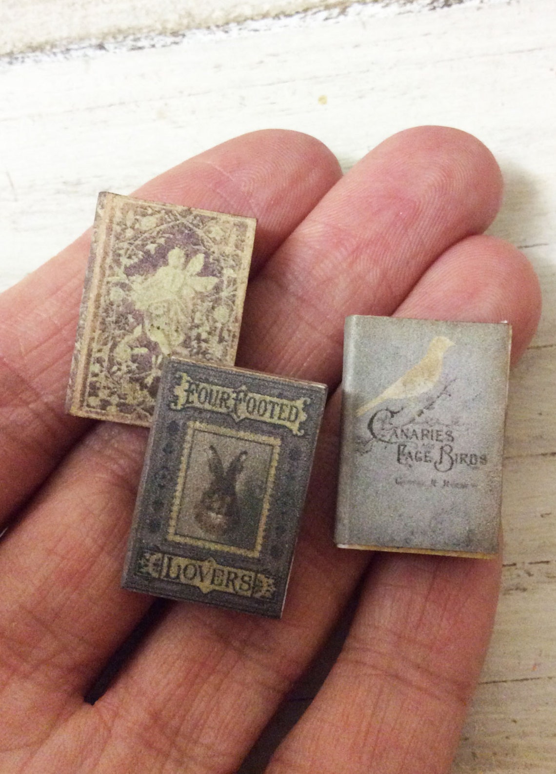 Dolls House Miniature Vintage Books Trio 112th Scale Etsy Canada