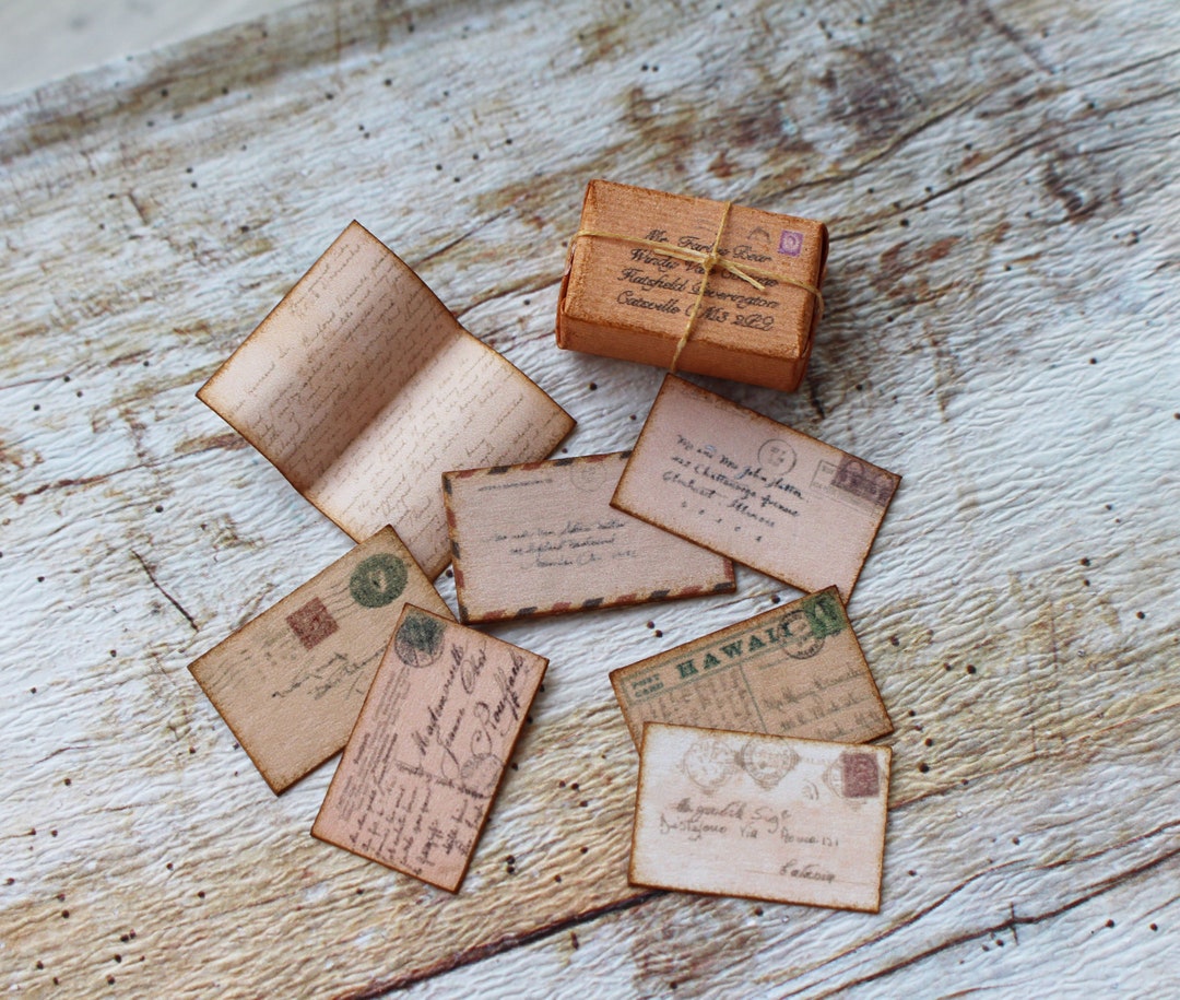 Dolls House Miniature Vintage Letters Set Shabby Chic 1:12th Scale - Etsy