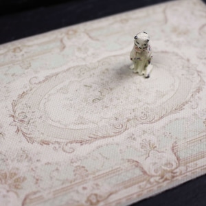 Puppenhaus Miniatur Aubusson Shabby Teppich in Hellblau