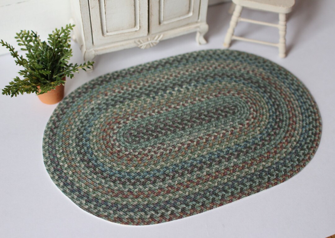Miniature Blue Braided Rug. Large Size Etsy